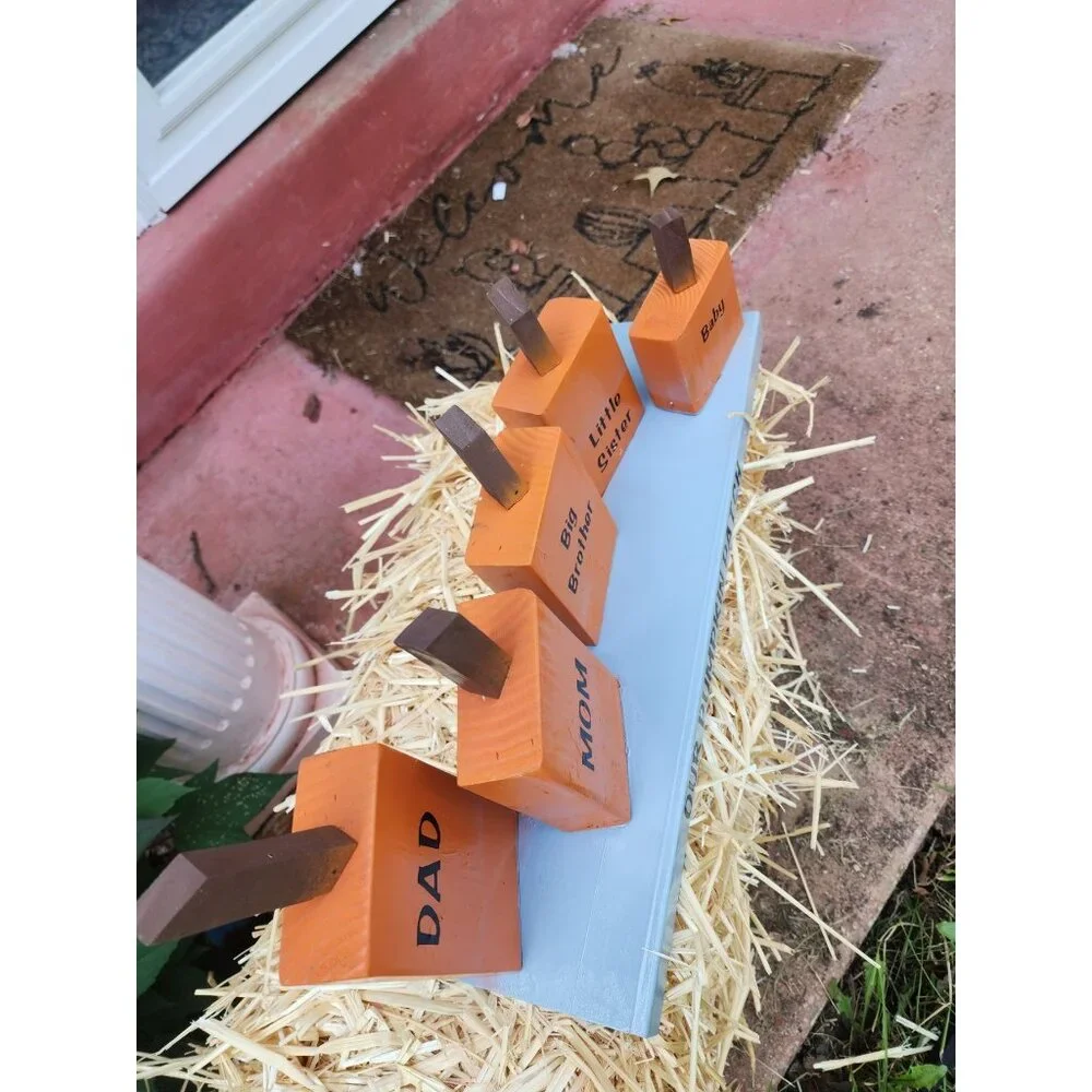 Personalized Handcrafted Wood Pumpkin Patch Family Decor Set